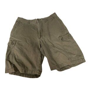 Bass Cargo Shorts Mens‎ Size 32 100% Cotton Olive Green